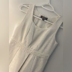 Tweed style white sleeveless dress